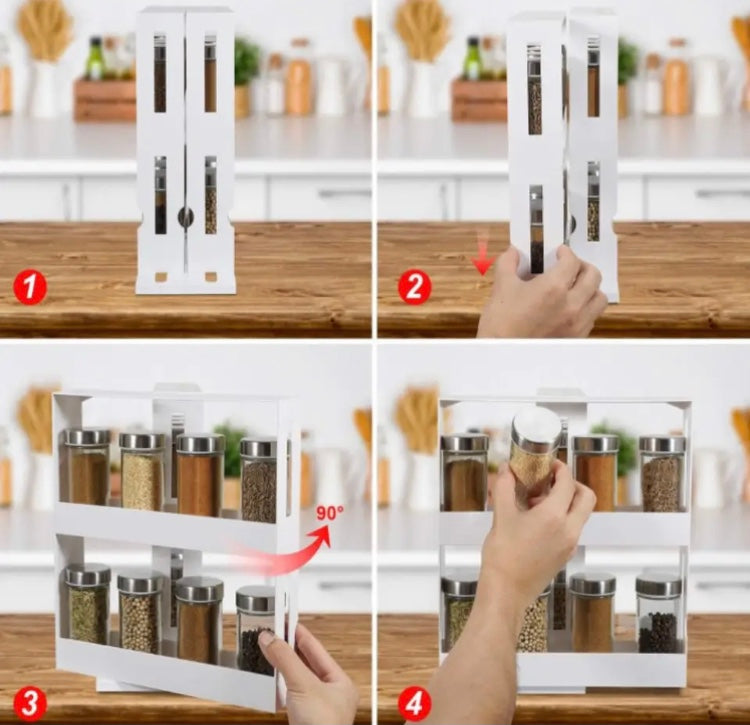 2 Tier Rotating Spice Storage Rack, Multifunctional Spice Rack Organizer, Shelf Slide Kitchen Cabinet Spice Rack 2 Tier Rotating Spice Storage Rack, Multifunctional Spice Rack Organizer, Shelf Slide Kitchen Cabinet Spice Rack